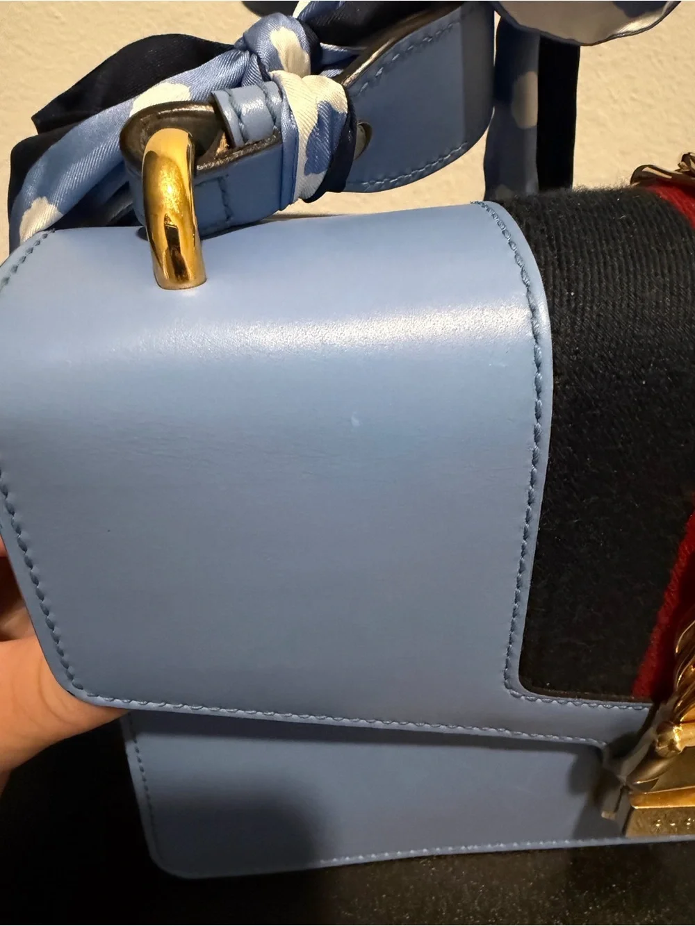Gucci Sylvie Small Blue Leather Shoulder Bag Authentic + LegitApp COA